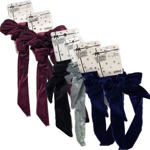 💖3/$15💖 2pcs Ribbed Velvet Scrunchies Hair Bows Ties SCUNCI Choose Your Color